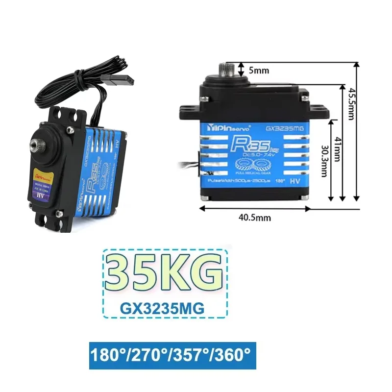 

GX3235SMG Digital Servo Motor 35KG High Torque 180/270/357/360 Degrees Steel Gear Servos DIY Toys Parts For RC Robot/Cars Model