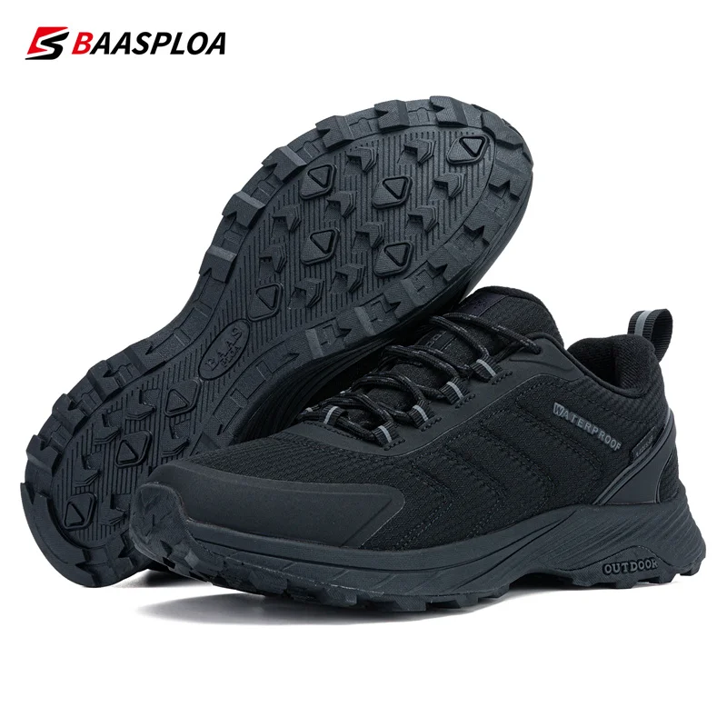 

Baasploa New Hiking Shoes Men Outdoor Climbing Waterproof Lace-Up Sneakers Male Casual Wear-Resistant Non-slip Walking Shoes