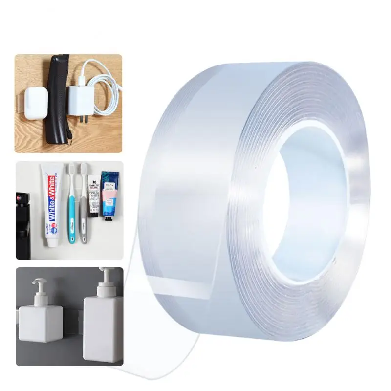 1/2/3/5M Nano Tape Double Sided Tape Transparent Reusable Waterproof Adhesive Tapes Cleanable Kitchen Bathroom Supplies Adhesive