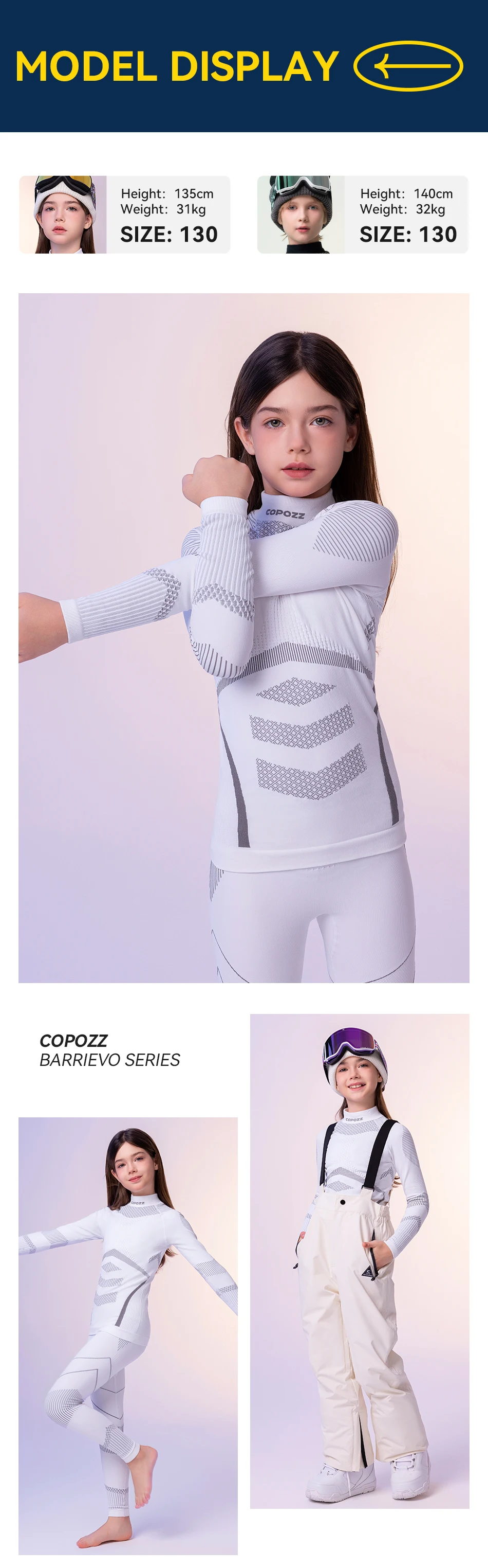 COPOZZ Nahtloses Ski-Thermo-Unterwäsche-Set für Kinder, Schweißkompression, für Jungen und Mädchen, Outdoor-Sport-Trainingsanzug, schnell trocknend, atmungsaktiv – Detail 15