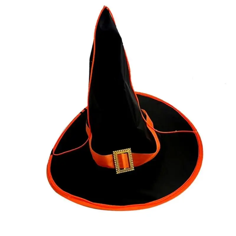 31BB Unique Black Witch Hat With Adjustable Size And LED Lights For Role Playing Fun