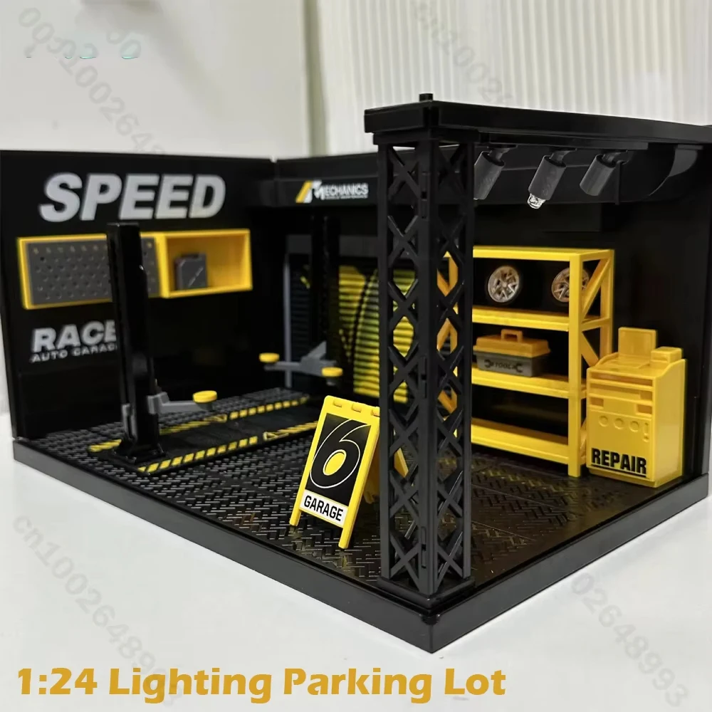 

1:24 Scale Lighting Parking Lot Assembly Toy DlY Set Scene Collection Display Diecast Alloy Model Car Garage Toy Children Gift