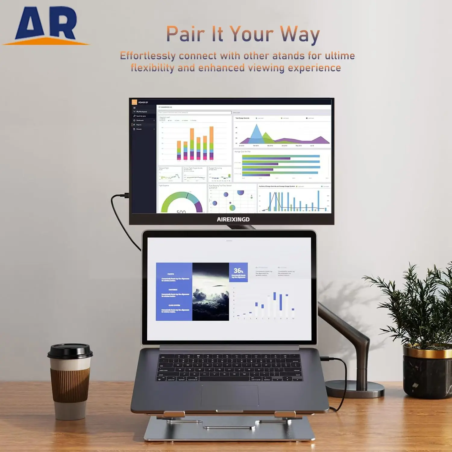 AIREIXINGD ポータブルモニター 15.6 インチ 1080P 144Hz FHD USB-C 
