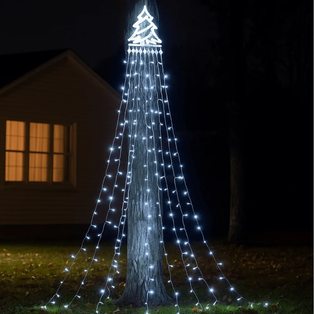 8 Lighting Modes Solar Christmas Lights Remote Control Waterproof Waterfall Tree Light USB/Solar Powered Colorful