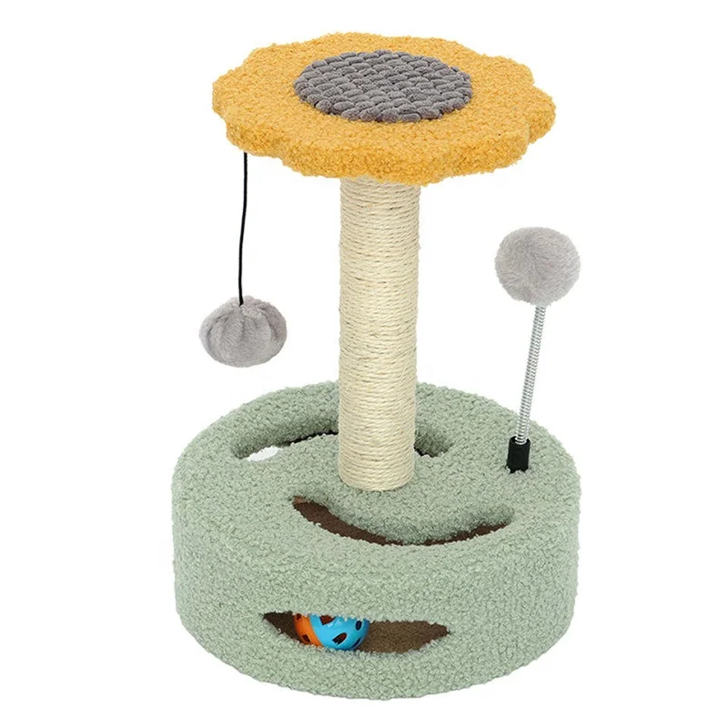 

High Quality Sunflower Cat Climbing Tower 35cm High Colorful Cat Tree with Toys