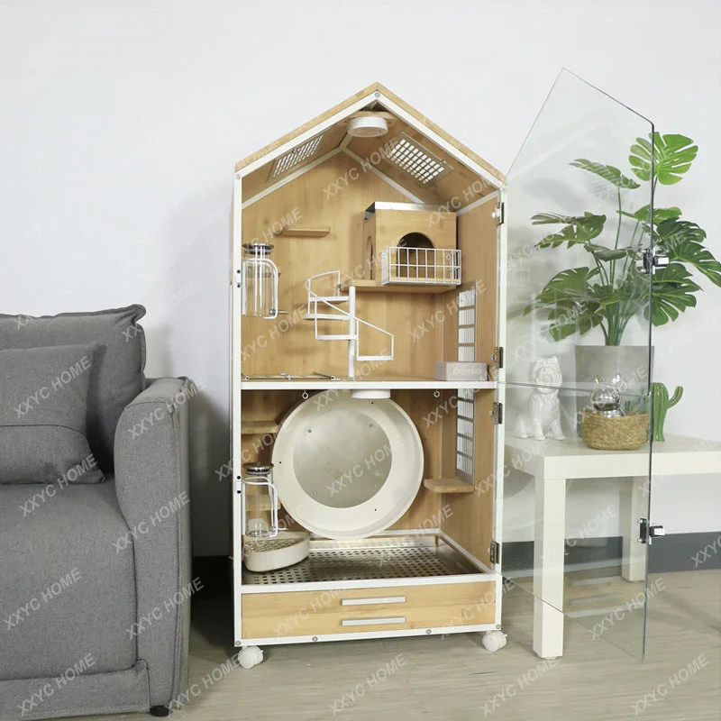 

Solid Wood Luxury Cat Cage Cabinet Large Villa Cat House Air Conditioning Cage Rabbit Cage Large Space Cat Cage