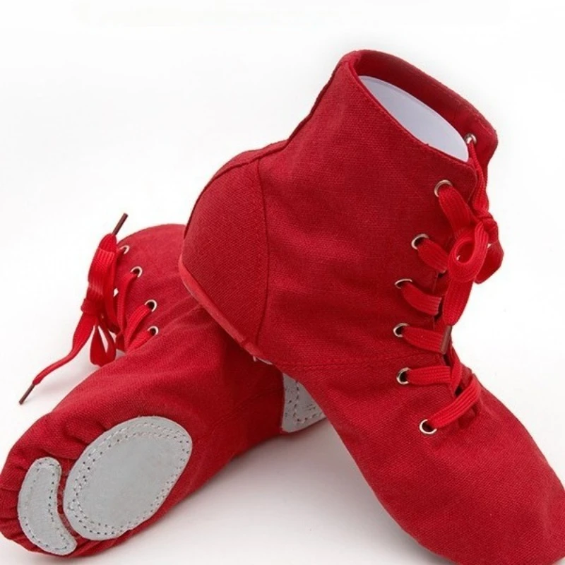 ارتفاع أعلى مصمم الباليه الرقص انقسام الكعوب وحيد حذاء أسود أحمر أبيض الرجال النساء الفتيان الفتيات قماش أحذية الجاز