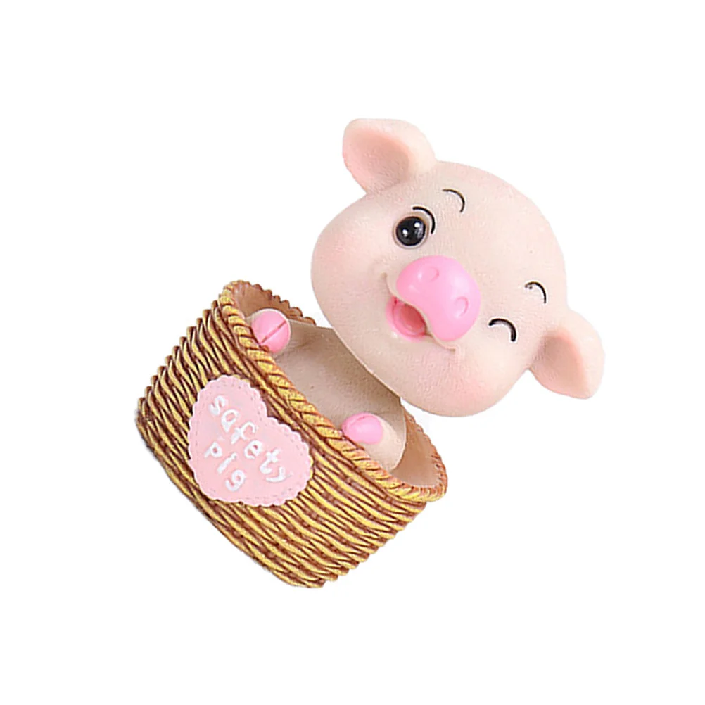

1 Piece Head Shaking Pig Ornament Adorable Resin Car Decor for Vehicle Dashboard Home Decoration Gift Pink Car Ornaments