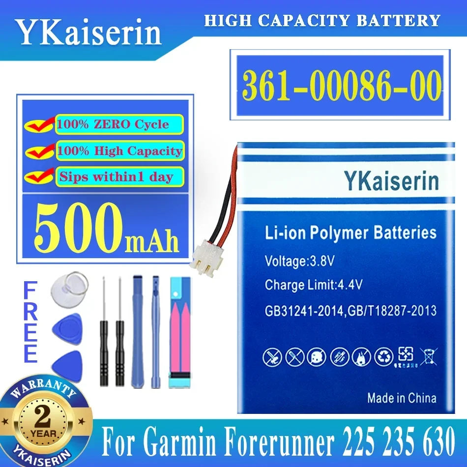 

Аккумулятор YKaiserin 500 мАч 361-00086-00 для Garmin Forerunner 225 235 630 735XT, GRM 0371754 Аккумулятор 361 00086 00 + Инструменты