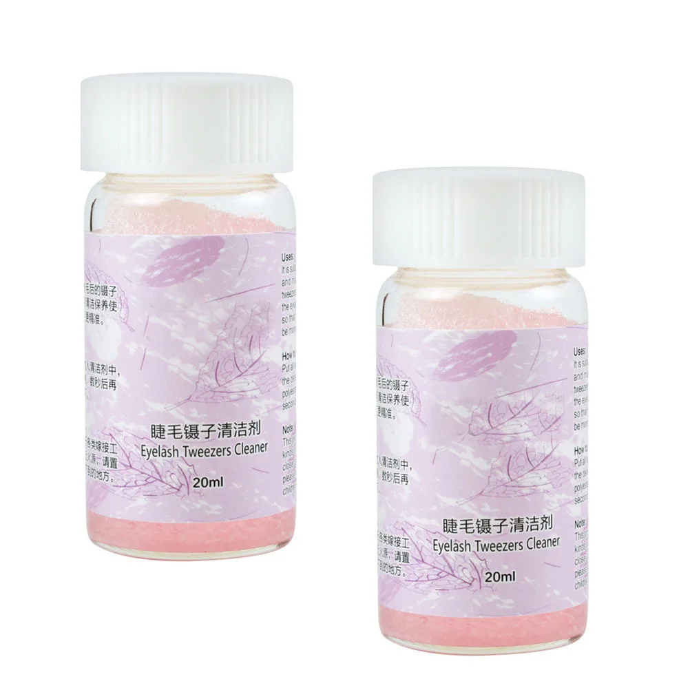 2 個 20 ミリリットルまつげエクステンションピンセット接着剤リムーバー再利用可能で実用的なクリーン接着剤まつげエクステンションピンセットクリーナー