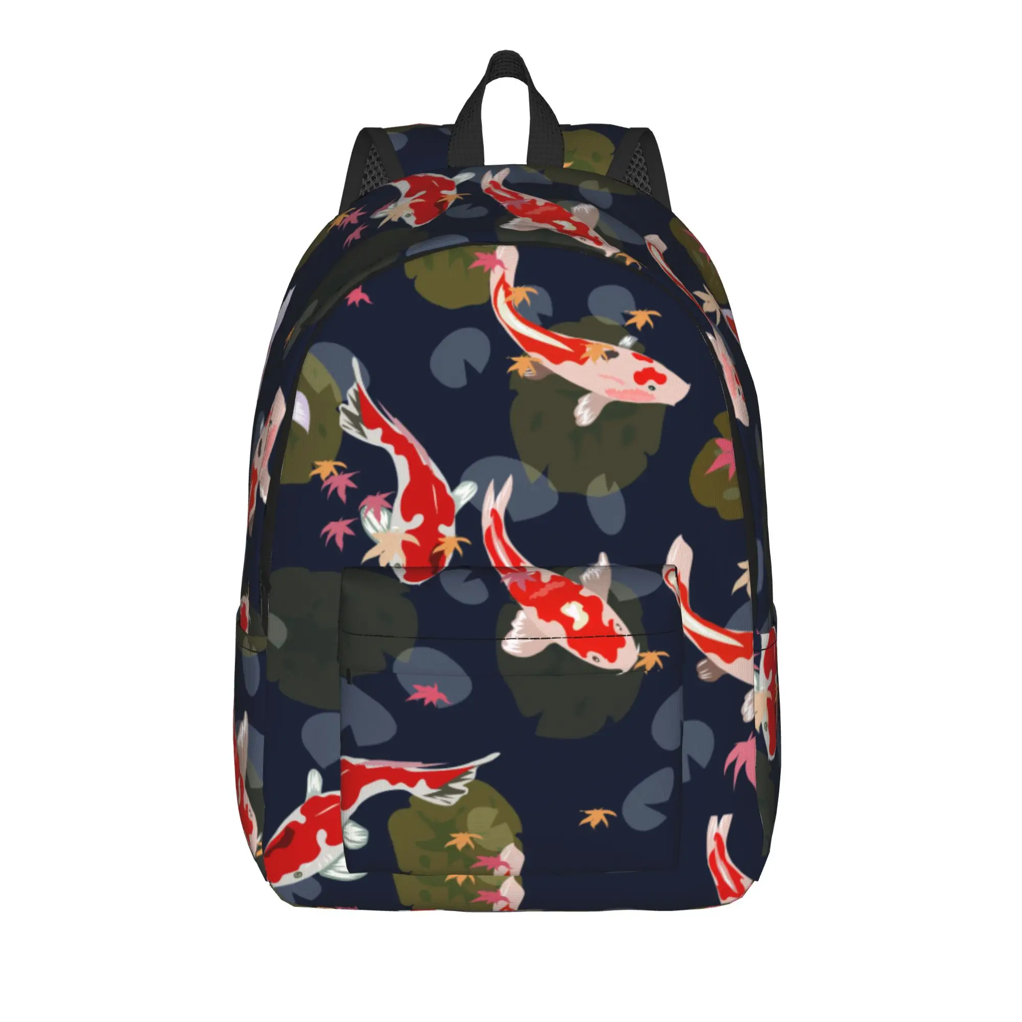 Koi Fish Swimming Backpack Female  Durable Backpacks Polyester Fun School Bags Daily Custom Rucksack