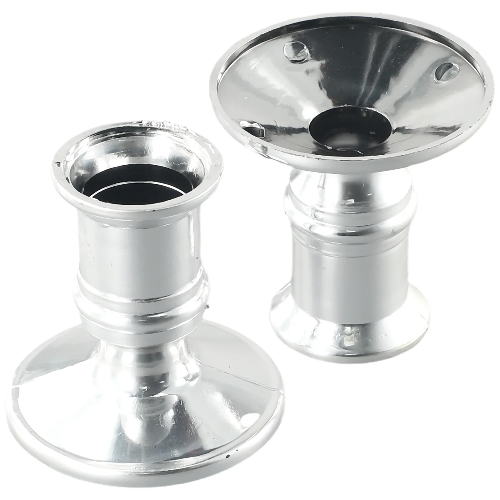 Pair Of Plastic Taper Candle Holders Compatible With Standard Electronic Candles For Tabletop Mantle And Centerpiece Decor