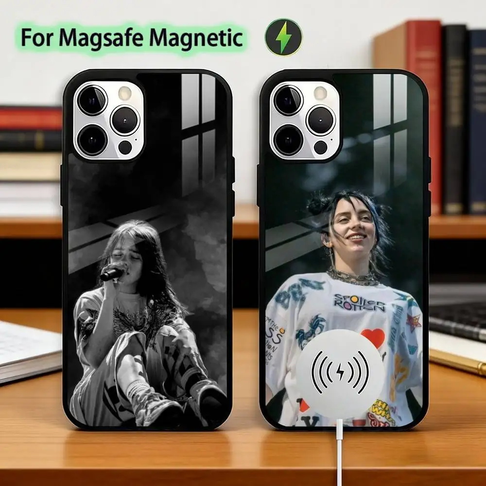 

S-Singer B-Billie Eilish Phone Case For iPhone17,16,15,14,13,12,11 Plus,Pro Allows magnetic wireless charging