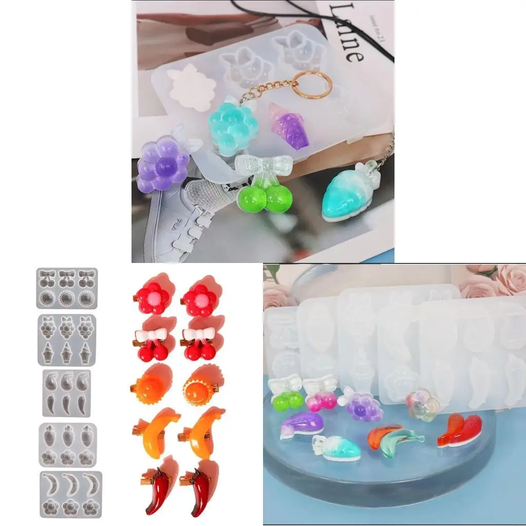 DIY لامعة لامعة مختلفة الفاكهة المفاتيح العفن سحر العفن الراتنج الايبوكسي المجوهرات