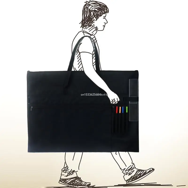 Bolsa pôster com bolsos externos alça, suprimentos arte, maleta transporte