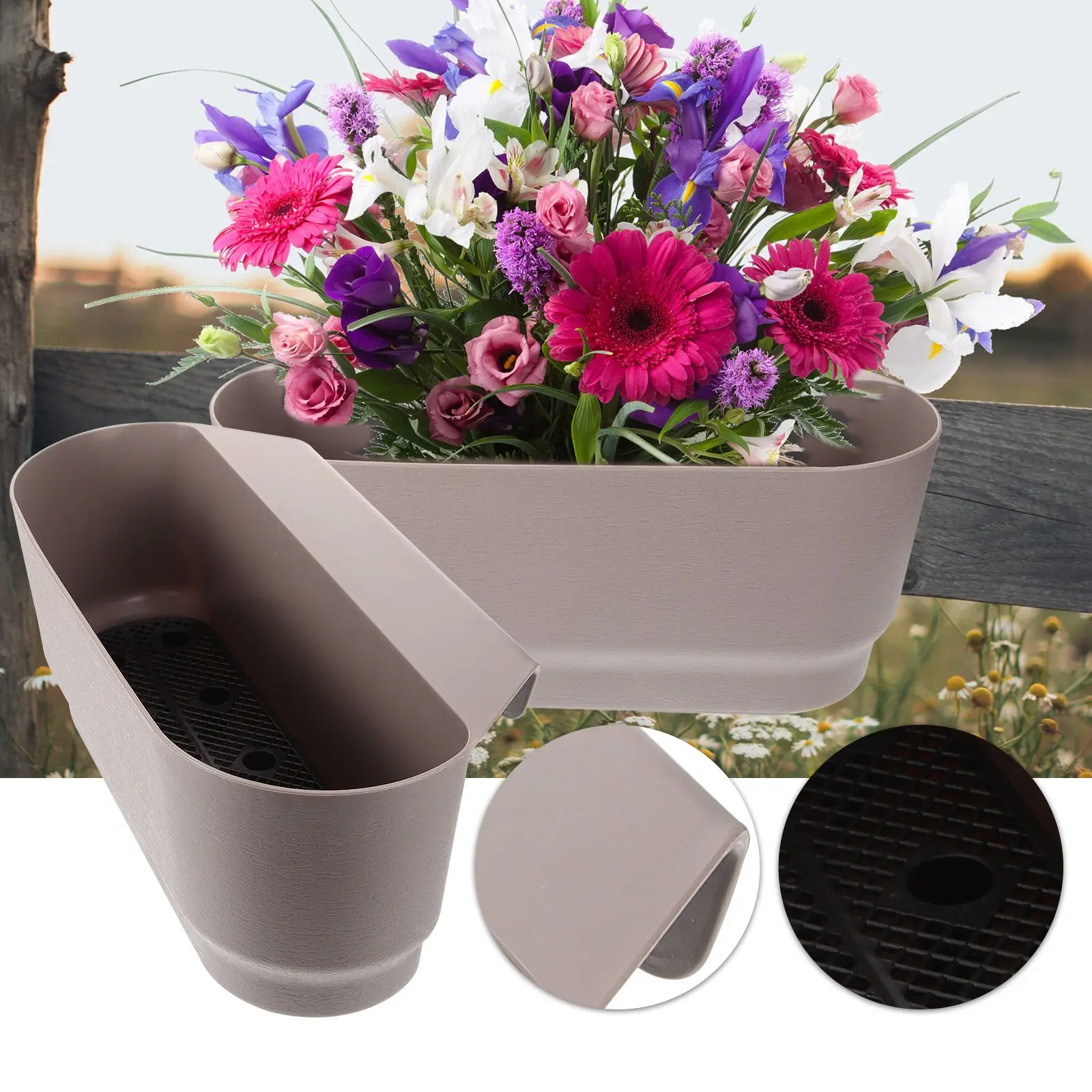 

Hanging Flower Pot Large Succulent Planter with Water for Balcony Garden Railing balcony