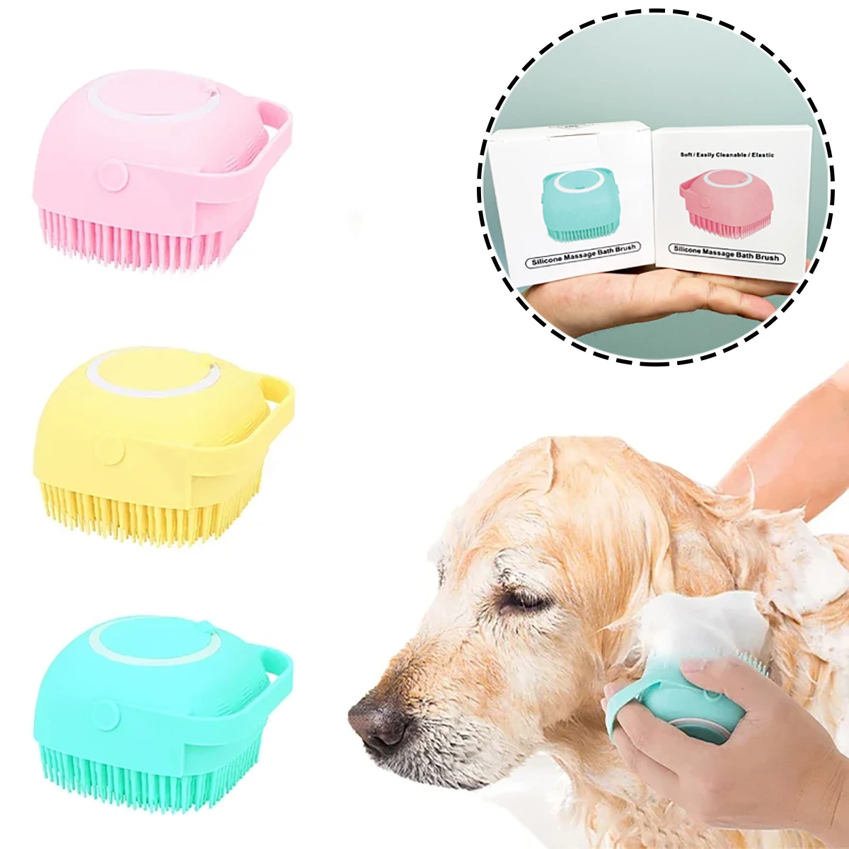 

Pet Bathing Brush Soft Silicone Massager Shower Gel Bathing Brush Clean Tools Comb Dogs Cat Cleaning Grooming Supplies