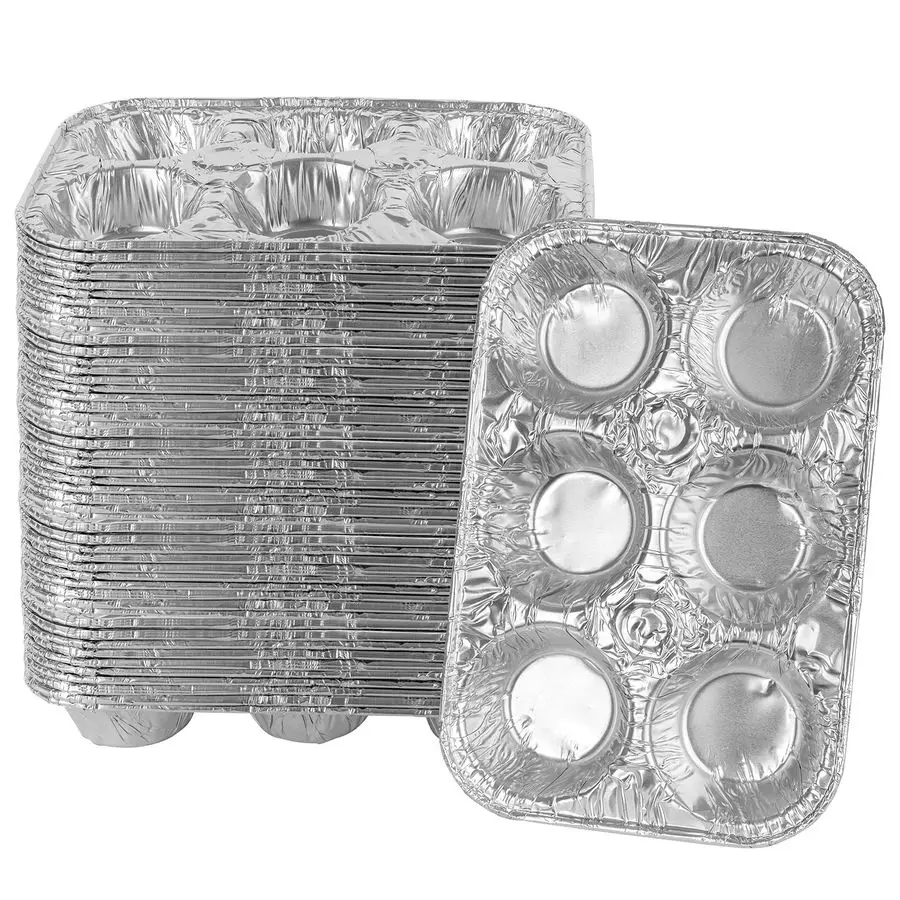 

Aluminum Foil Muffin Pans Reusable and Disposable, Holds 6 Cupcakes Muffin amp Pie foil Pan Pack of 50