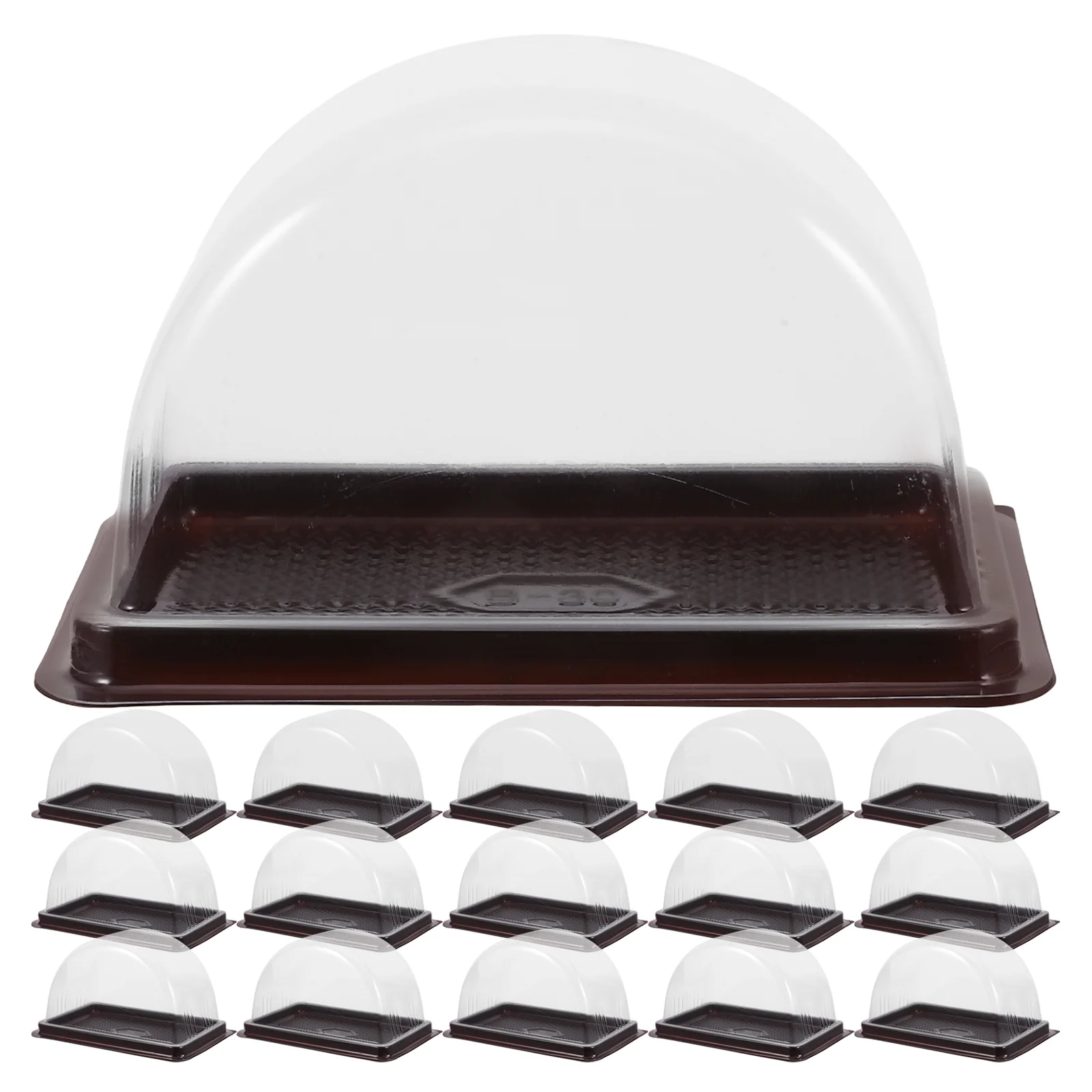 

50 Pcs Paper Cup Swiss Roll Packing Box Food Containers with Lids Half Cake Plastic Cupcake Storage
