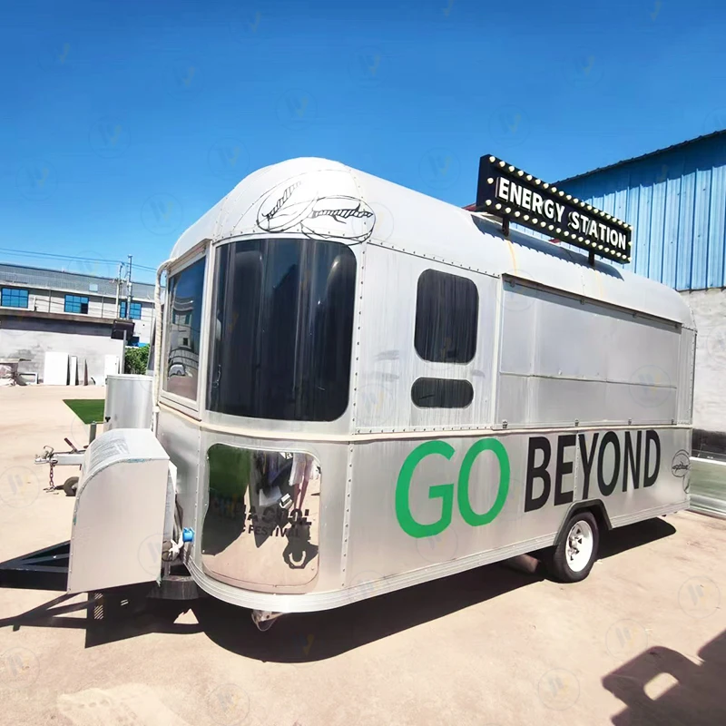 

23ft Airstream Stainless Steel Large Food Trailer Fully Equipped Mobile Kitchen for Outdoor Catering and Street Food Business