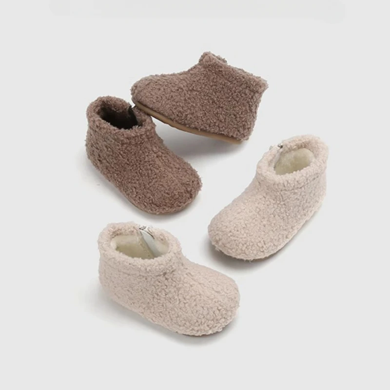 Fashion Cotton Infant Winter Shoes Baby Cute Soft Soled Plush Walking Shoes Warm Trendy Anti Slip Toddler Fur Boots Zapatos Bebe