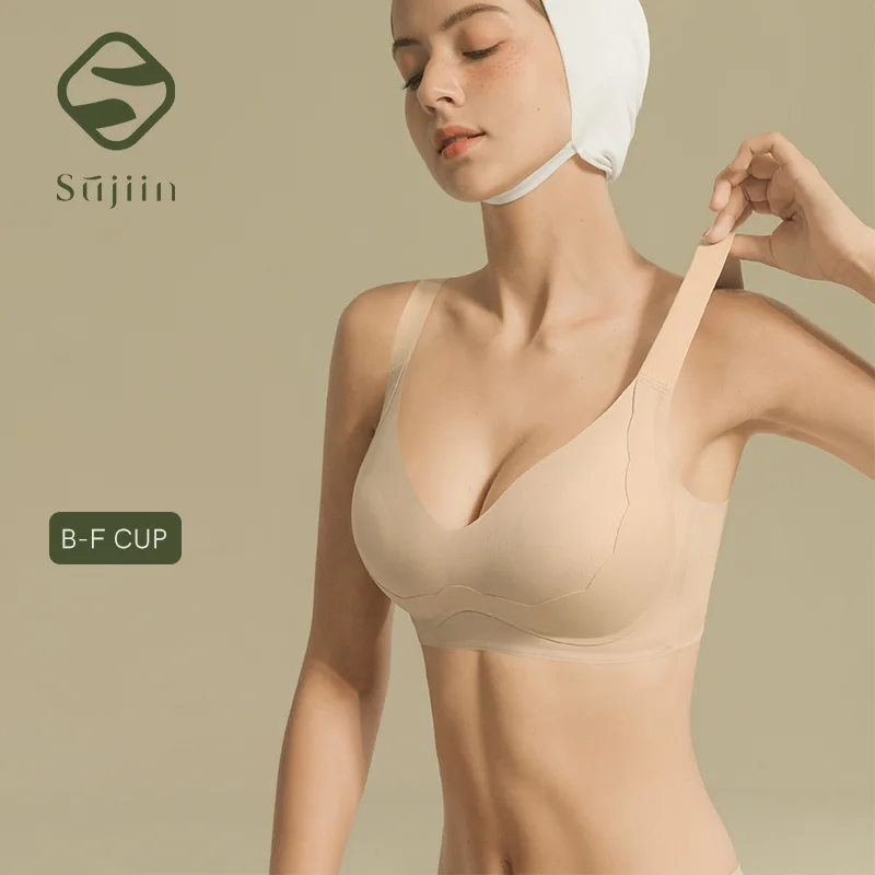 SUJIIN Wireless Plus Size Reggiseni Donna Anti-cedimento Confortevole Traspirante Supporto morbido Bralettes Seni grandi Reggiseno push up MX219A