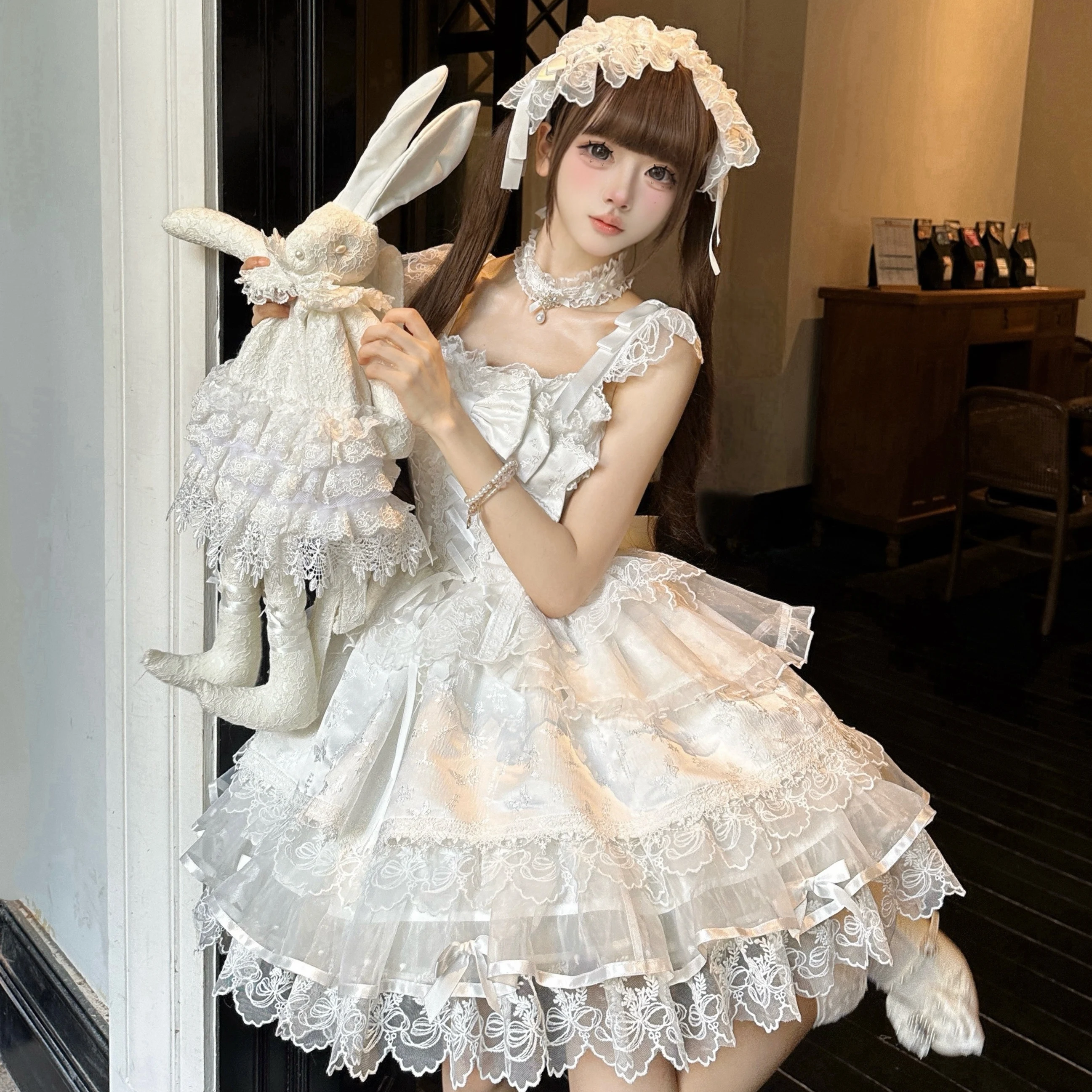 

White Sugar Girl Original Design Lolita Dress Ballet Style Jsk Strap Dress Summer Style Girl Campus Tea Party Dress