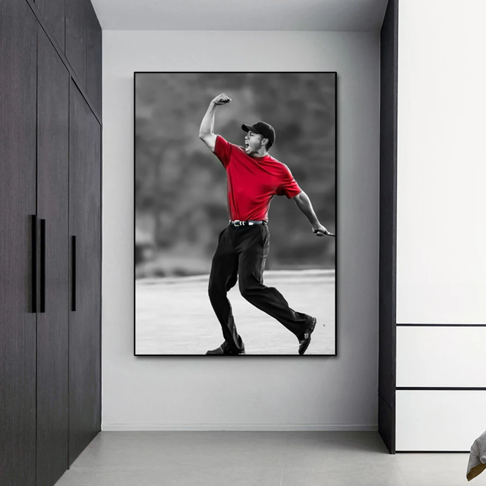 Golf Athlete Tiger Portrait Posters Canvas Painting Sports Abstract Art Prints Wall Picture for Living Room Home Decoration