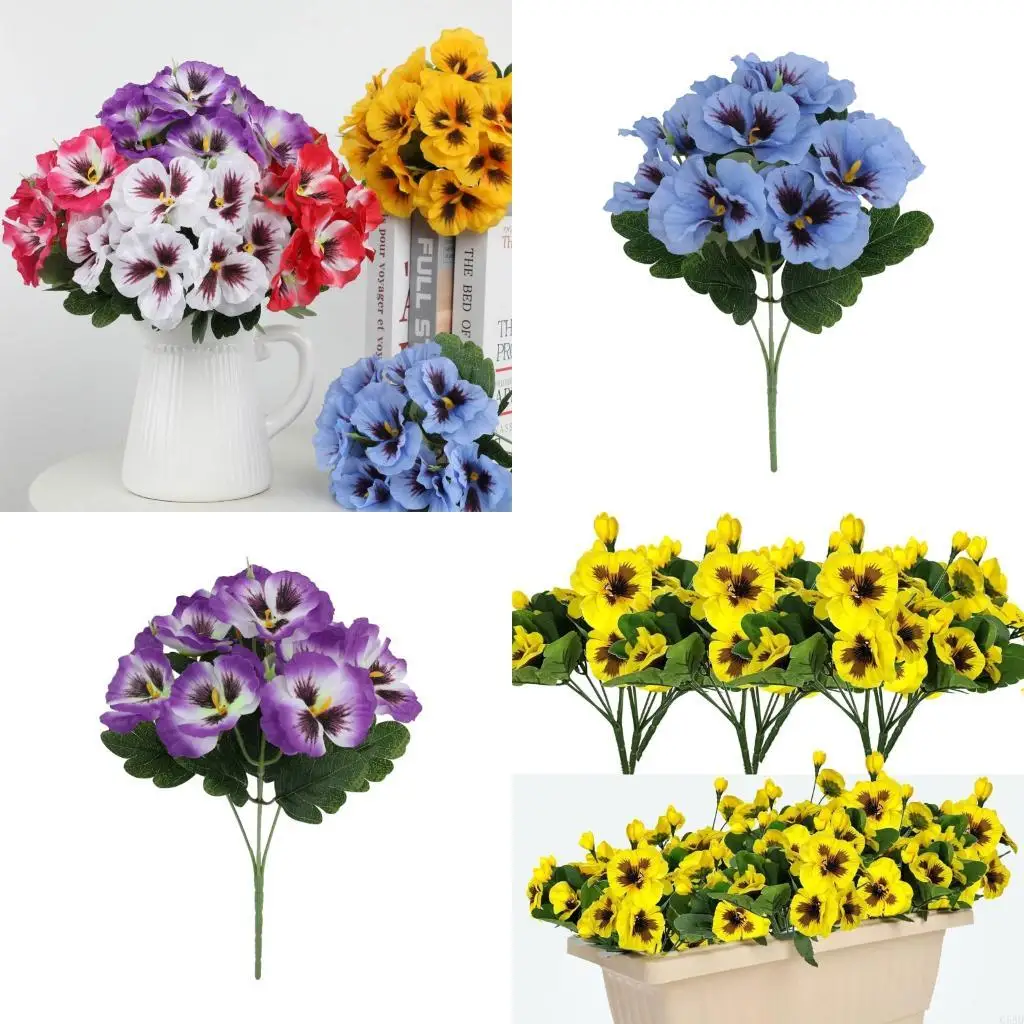 

Colorful Artificial Pansies Blooms Wrinkles Resistant Silk Materials Floral Perfect For Bookshelf Or Mantels C5AD