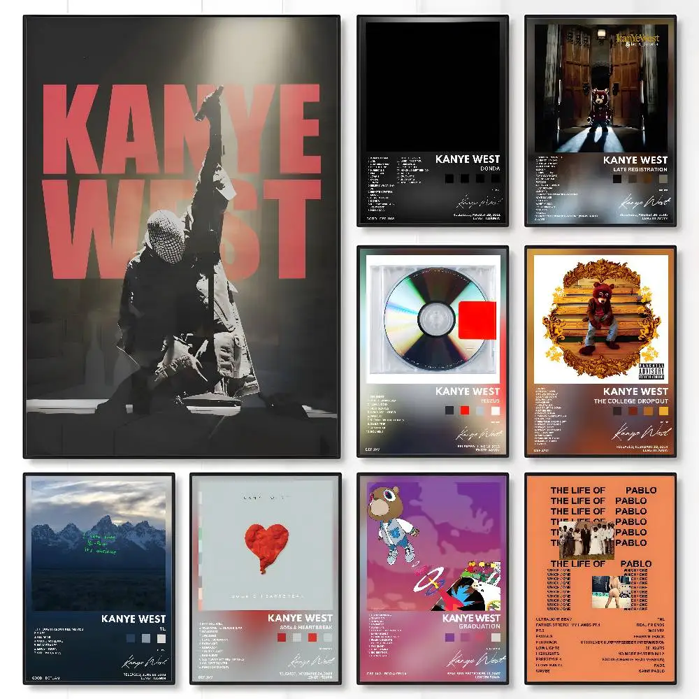 Image of Rapper Hip Hop Pop Sänger K-Kanye West Poster Hochwertige Wohnheim Wohnzimmer Ästhetische Wanddekoration Malerei Aufkleber Geschenk