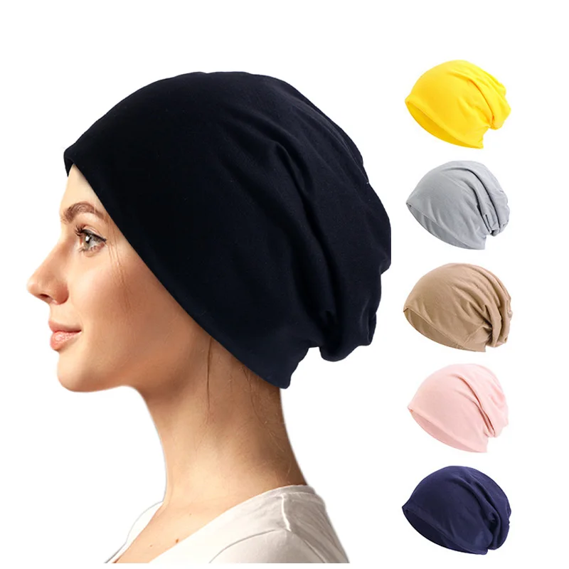 New Beanie Hat for Women Man Autumn Winter Elastic Casual Solid Color Slouchy Chemo Cap