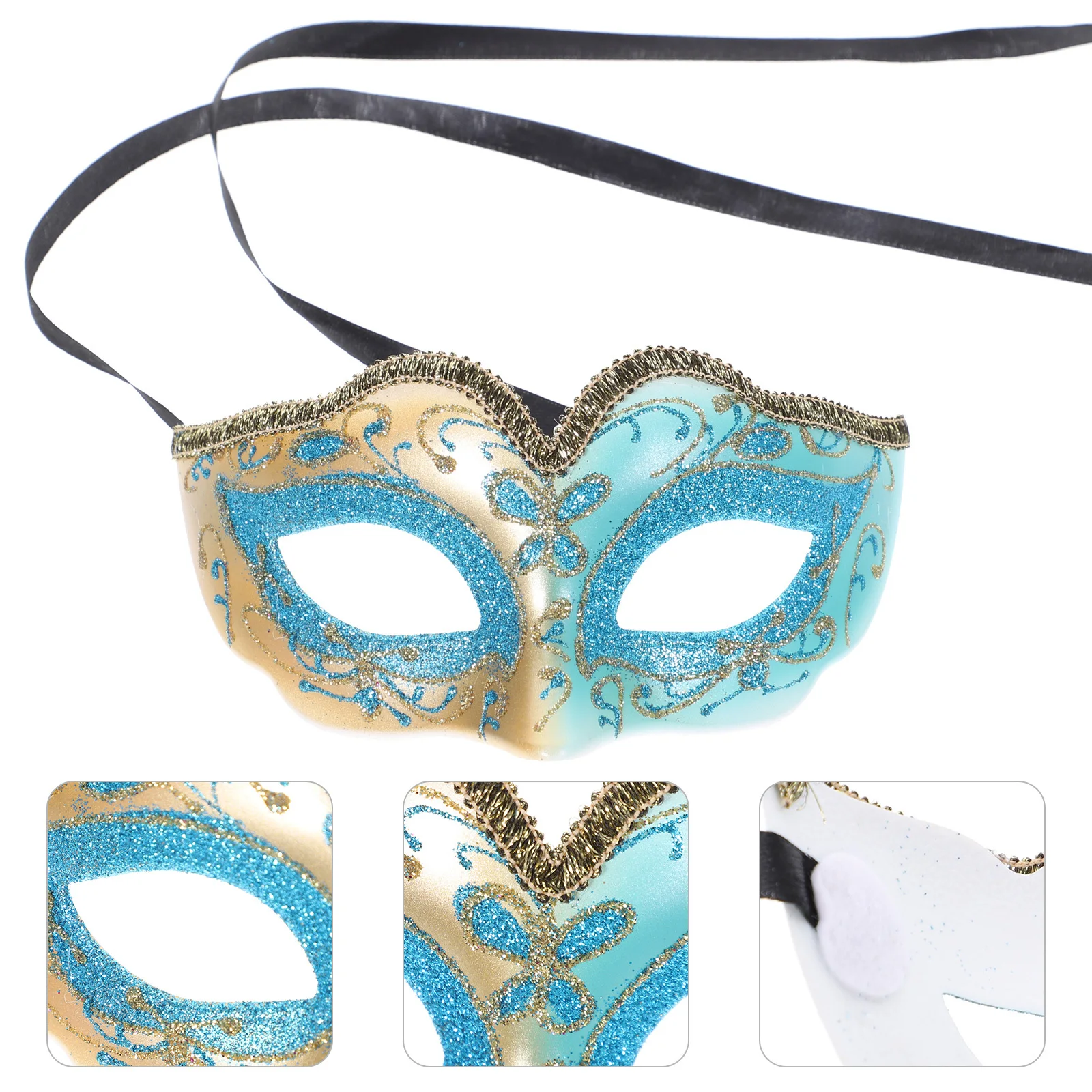 골드 글리터 가면 무도회 반쪽 얼굴 플라스틱 어린이 할로윈 파티 카니발 가면 코스튬 가면 무도회 파티 가면