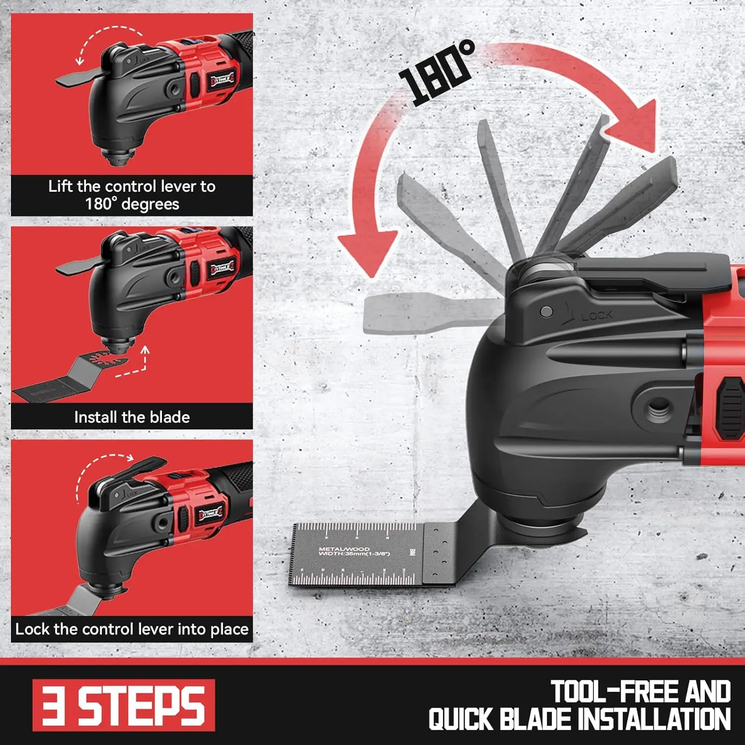 Herramienta oscilante inalámbrica para batería Milwaukee de 18 V, herramienta de motor sin escobillas de 6 velocidades variables, kit de herramientas múltiples oscilantes