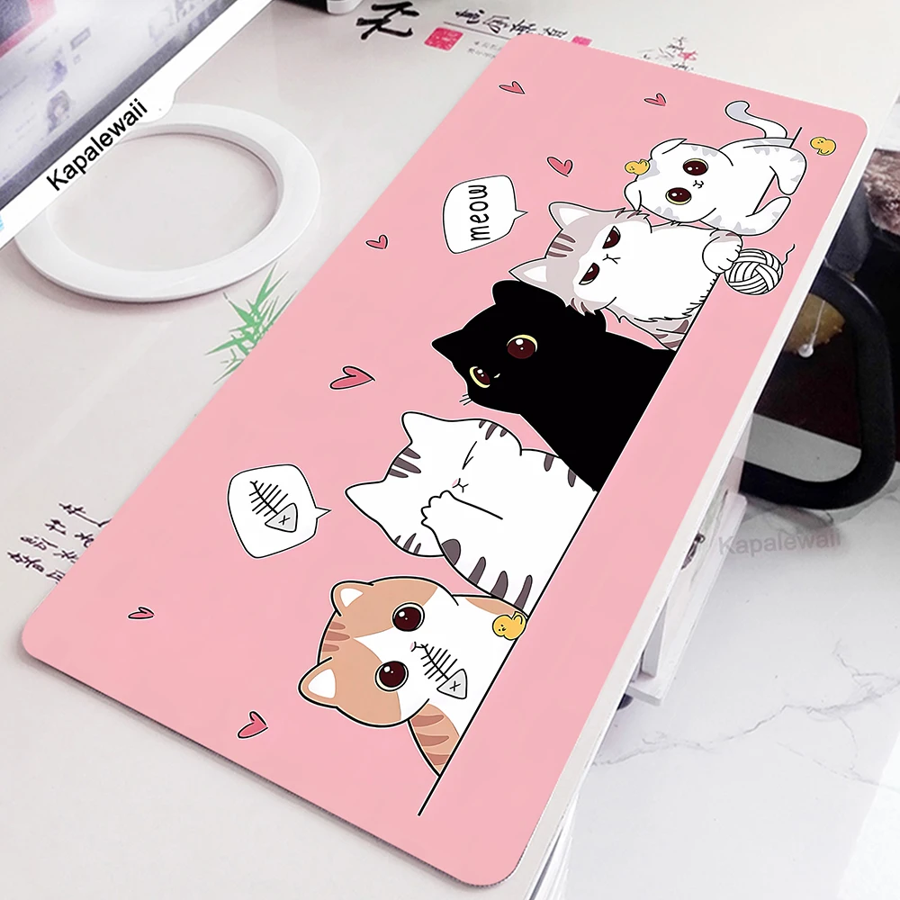 Große rosa Mauspad kawaii süße Katze Mauspad xxl Anime Deskmat Anti-Rutsch-PC-Maus matte große Tastatur Pads Tisch Teppich x cm