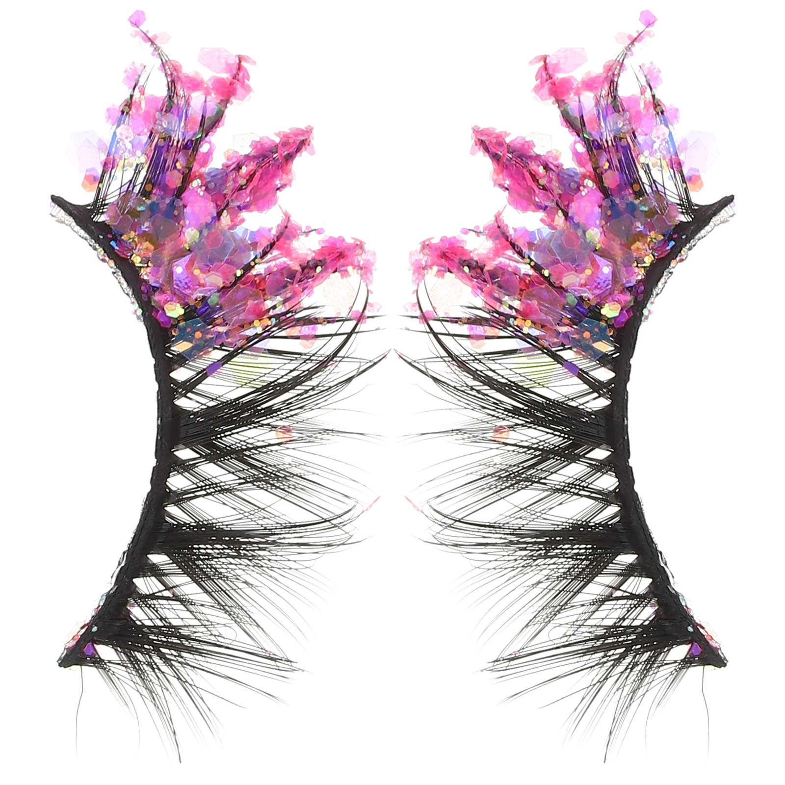 

2Pcs Luminous False Eyelashes Natural Look Reusable Lightweight Curling Makeup Eyelashes Colored Lash Extensions for Women