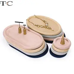 Necklace Ring Earring Bracelet Ornaments Display Tray Display Counter Jewelry Storage Tray Velvet Leather Look Pallet
