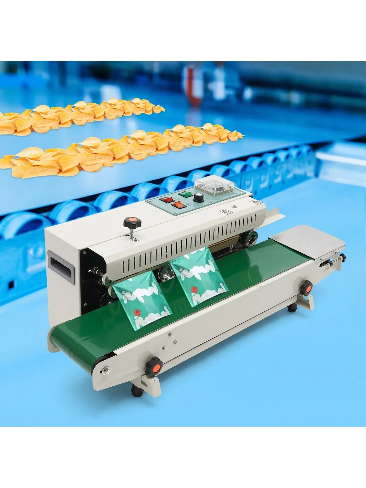 500 W Plastic Zak Band Sluitmachine Sealer, 0-12 m/min FR900 Horizontale Automatische Plastic Zak Sluitmachine Sealer - afbeelding 2