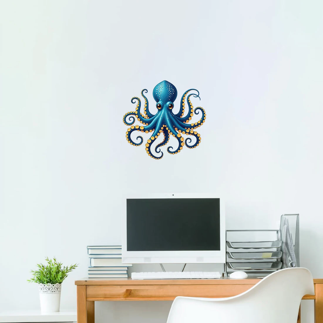 Three Ratels CG267 Blue Octopus Cartoon Marine Life Stickers for Children's Bedroom Decoration Computer decals Car Stickers