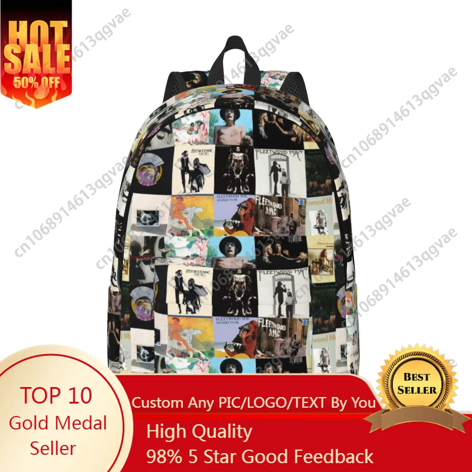

Fleetwood Mac Blues Rock Band Custom Canvas Lightweight Backpack Fashion Durable Student Men Women Business Daypack
