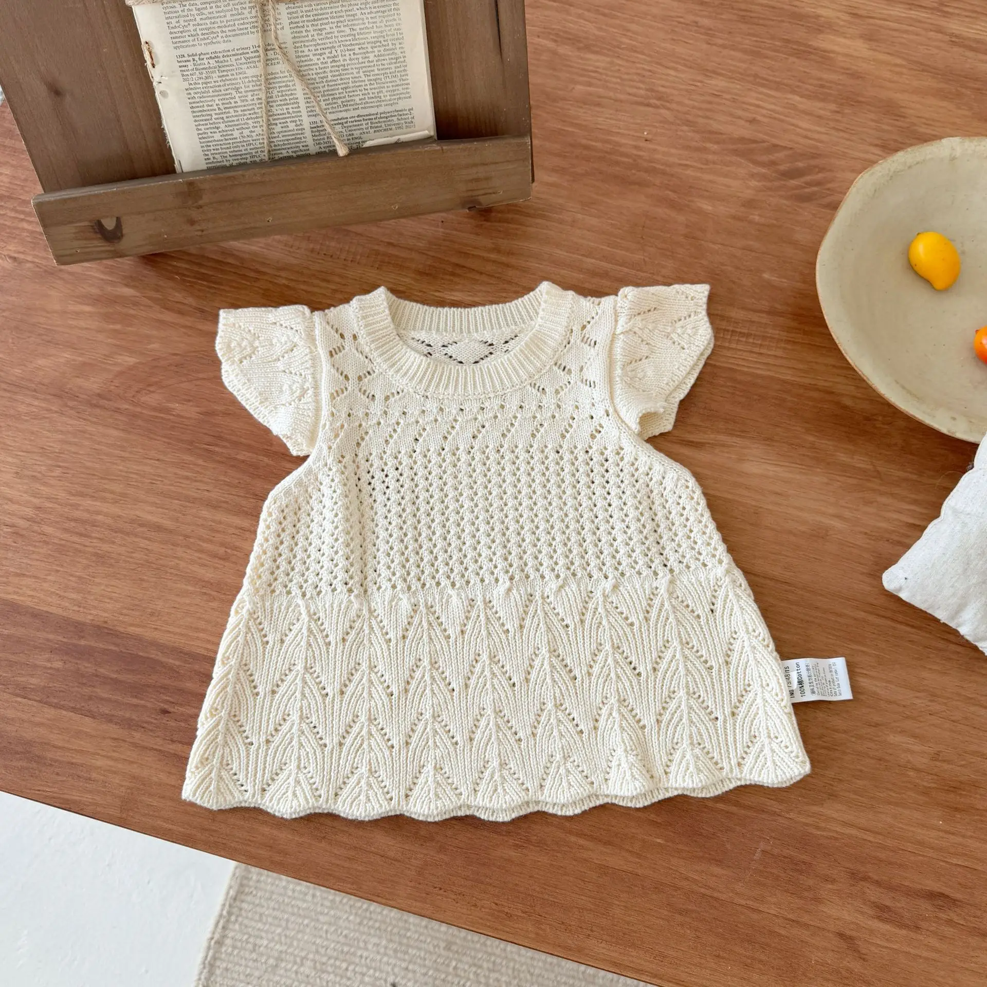 Autumn and Winter New Arrival High-Quality Women's Baby Sweaters with Cropped Sleeves Knit Tank Tops Jacquard Mesh Knit Shirts
