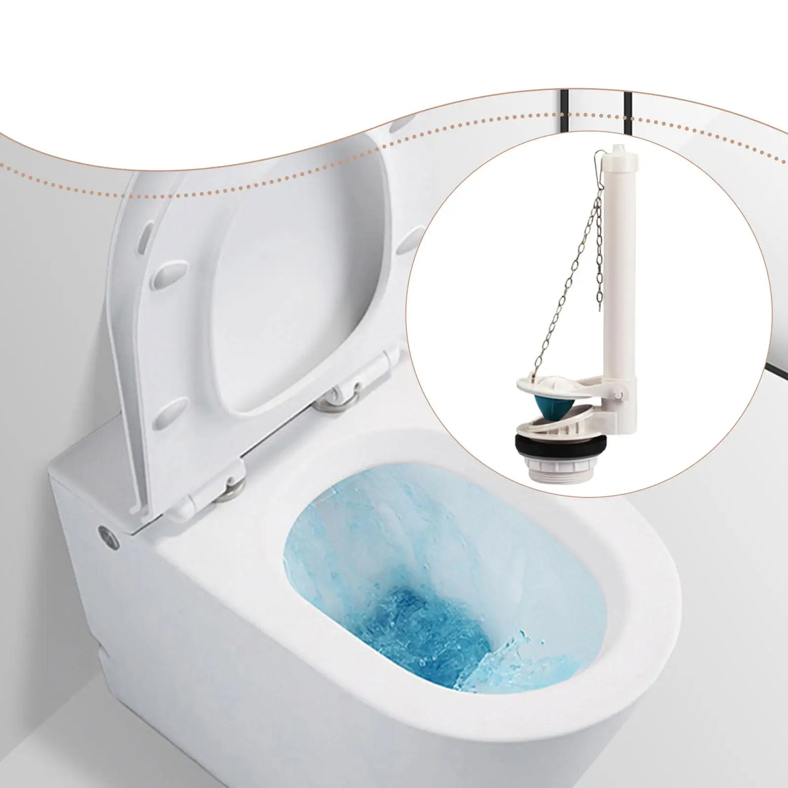 

Регулируемый комплект смывного клапана с цепью из АБС-пластика для замены унитазного бачка и эффективного смыва