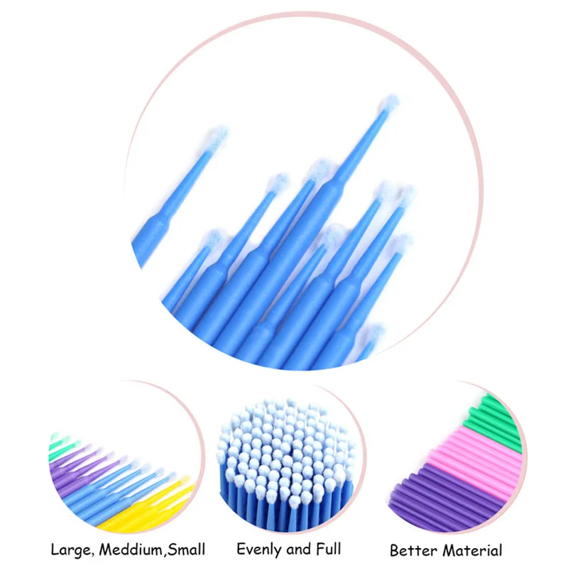 500pcs/lot Eyelash Extension Cleaning Swabs Lash Lift Glue Remover Applicators Microblade Makeup Micro Brushes Tool