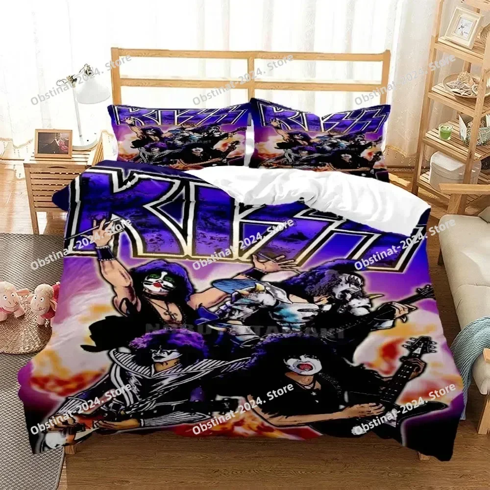 3D Fashion Kiss Band Rock Bedding Set Duvet Cover Full Queen King Size Pillowcase Bed Printed Set Aldult Kid Bedroom Single Twin