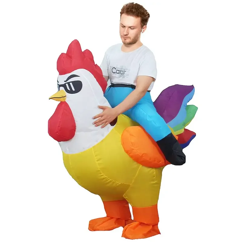 EE01 Inflatable Rooster เครื่องแต่งกายสําหรับเด็กผู้ใหญ่แฟนซี Blow Up ชุดสําหรับปาร์ตี้ฮาโลวีนคอสเพลย์เครื่องแต่งกายตลก Carnival Mascot & 0Ww