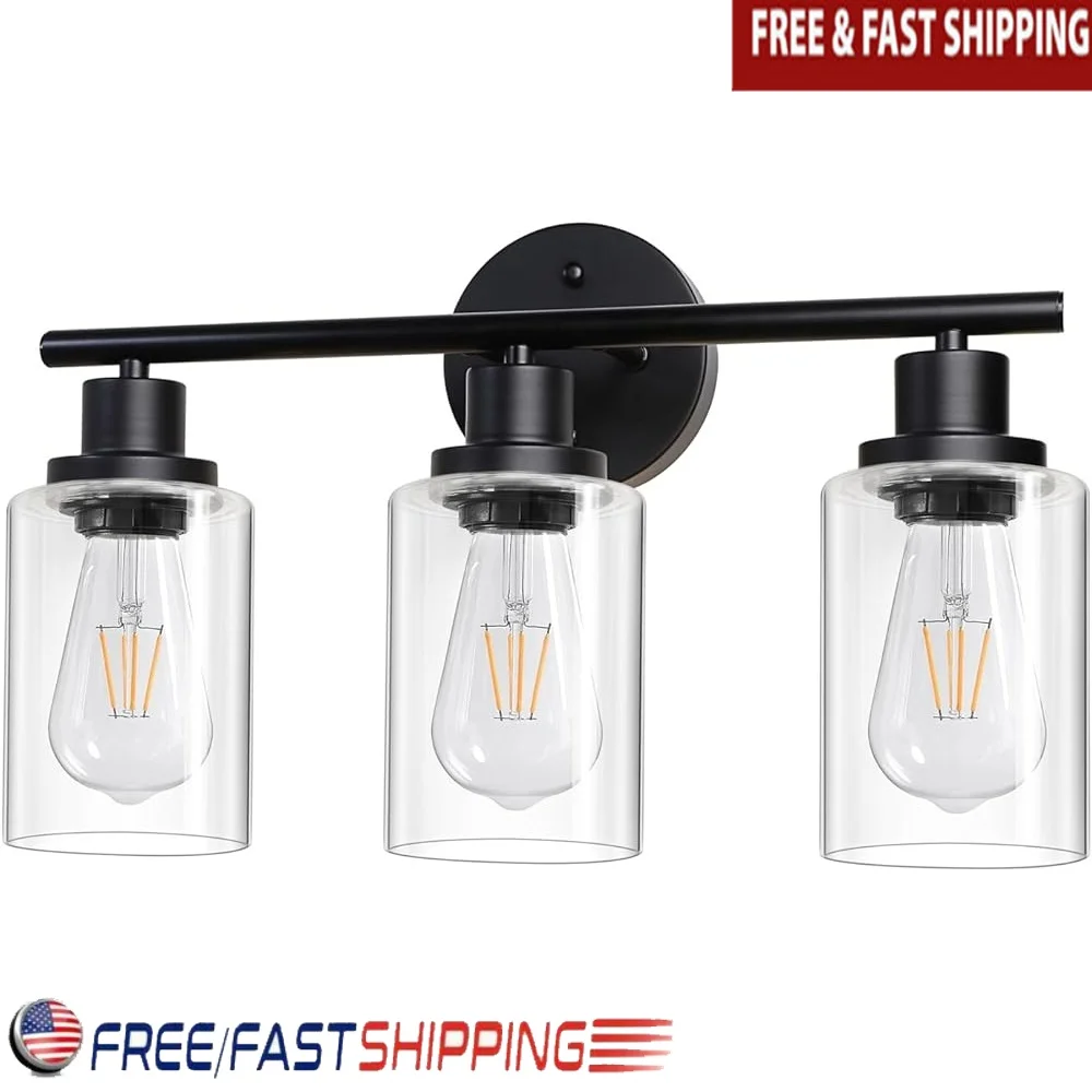 

Современные светильники для ванной комнаты, 3-светло-черные бра для туалетного столика, стеклянный настенный светильник, простая установка, зеркало для спальни, прихожей