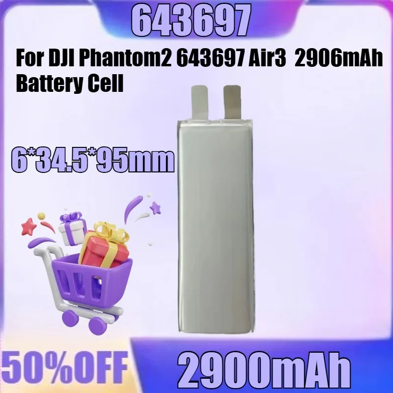 

New 643697-2900mAh Battery cell for DJI Phantom2 643697 Air3 2900mAh Battery Cell Replace 803496