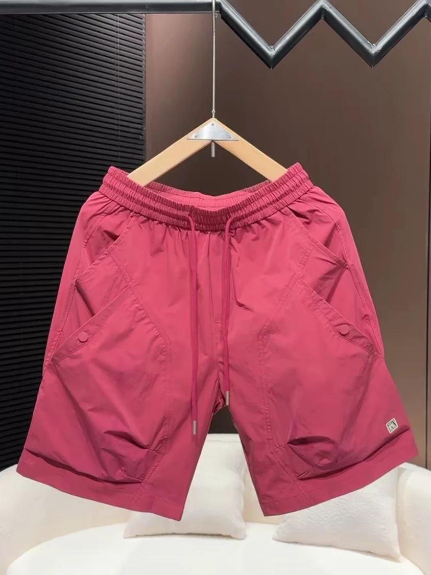 Men's Fashionable Candy Color Quick Dry Hole Punching Three Dimensional Tailoring Workwear Shorts Casual Five Parts Pants