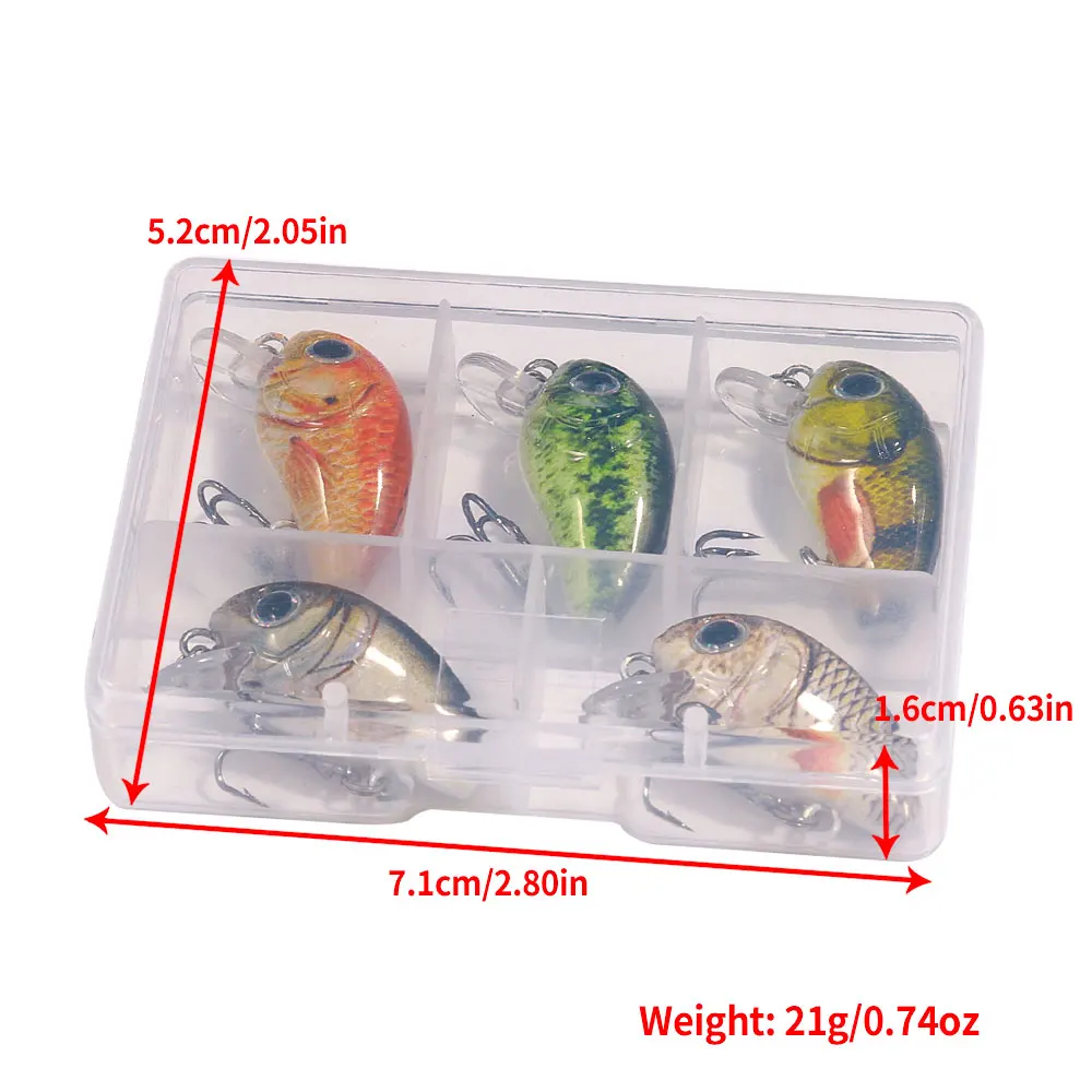 HENGJIA 5pcs 1.5g-2g 3cm Mini Crankbait Kit Artificial Wobblers Hard Bait Bass Trout Fishing Lure Tackle Pesca Peche Truite