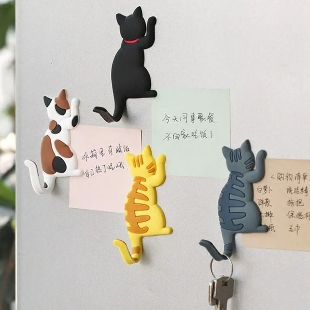 Fashion Cute Wall Mount Bendable Save Space Home Decor Fridge Magnet Hook Refrigerator Sticke Cat Hook