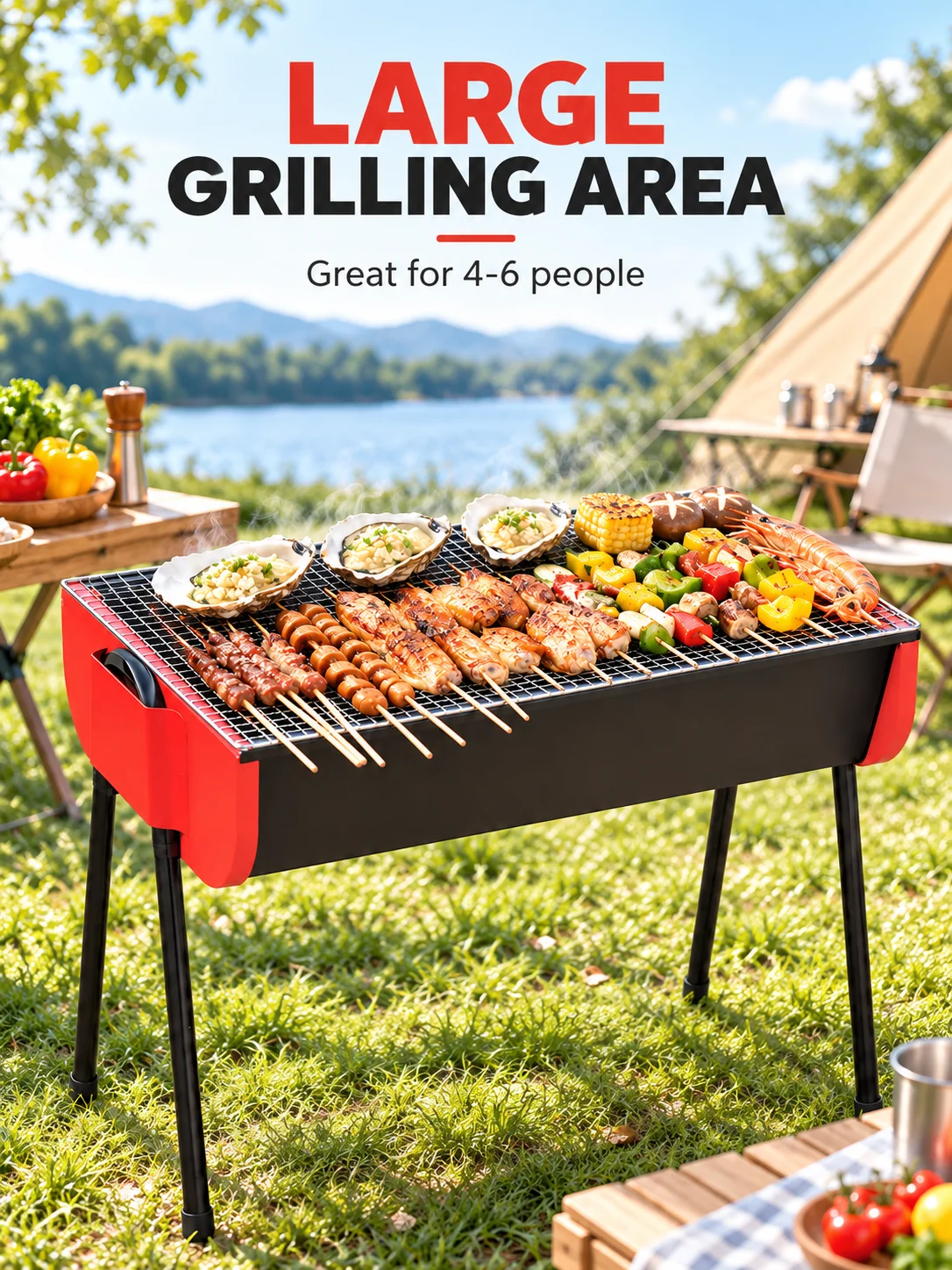 رف شواء محمول صغير للاستخدام ا - مراجعة Camp Grill Portable Folding وسعره